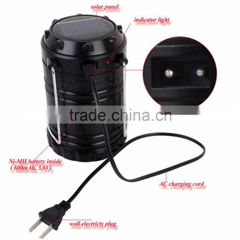 High Quality 6 LED Hand Lamp Rechargable Collapsible Solar Camping Lantern Tent Lights for Outdoor Lighting