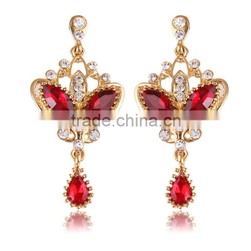 New Product 2015 Fashion Women Vintage Red Bridal Earrings