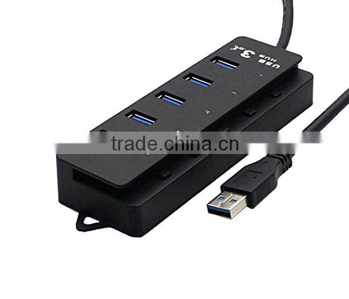 5 Port USB 3.0 HUB Spliter Charging Port Power Switch for iPhone MAC OS Black