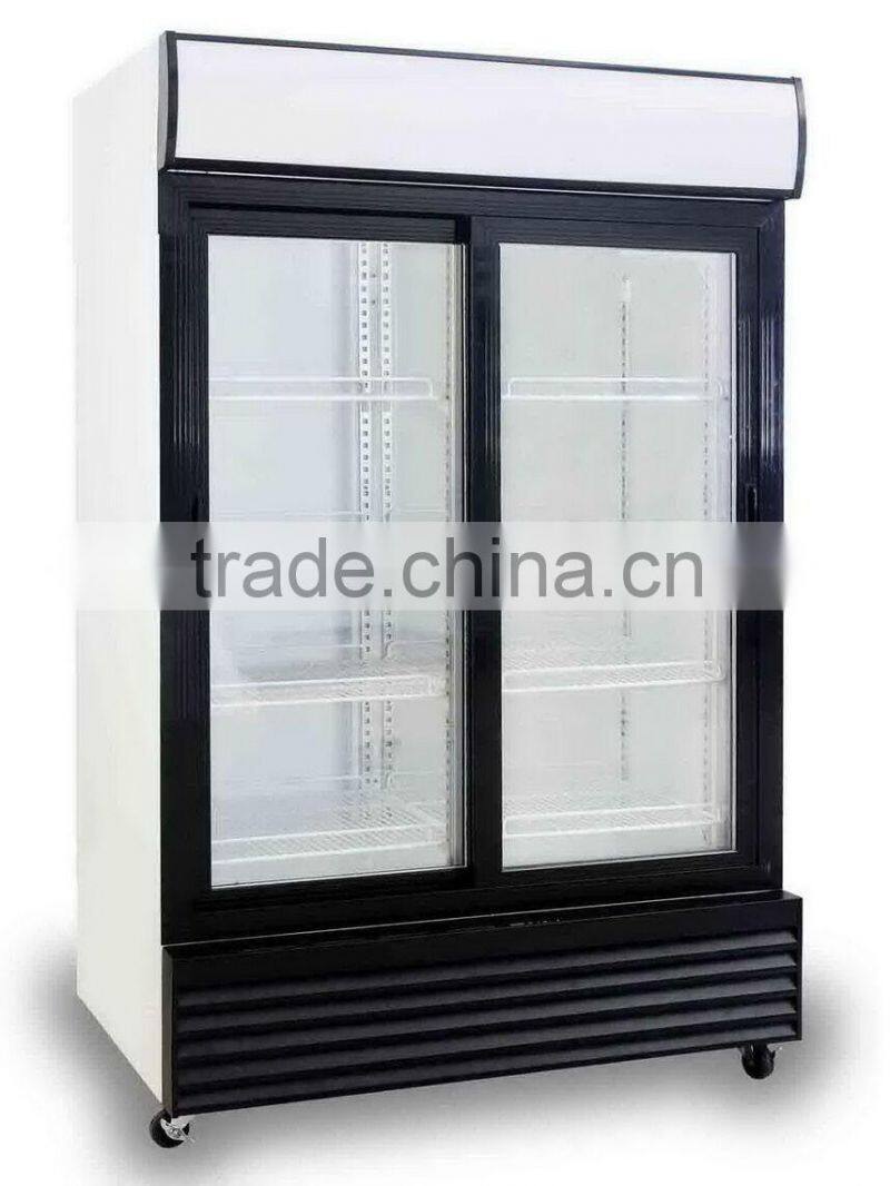 2016 New Double-door Beverage Display Fridges with Glass Door Refrigeration Showcase