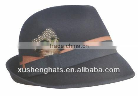 100% new design fedora hat with feather for men