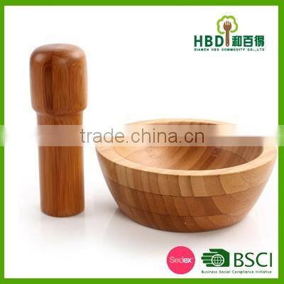 Best selling premium fashion bamboo wooden mortar and pestle set