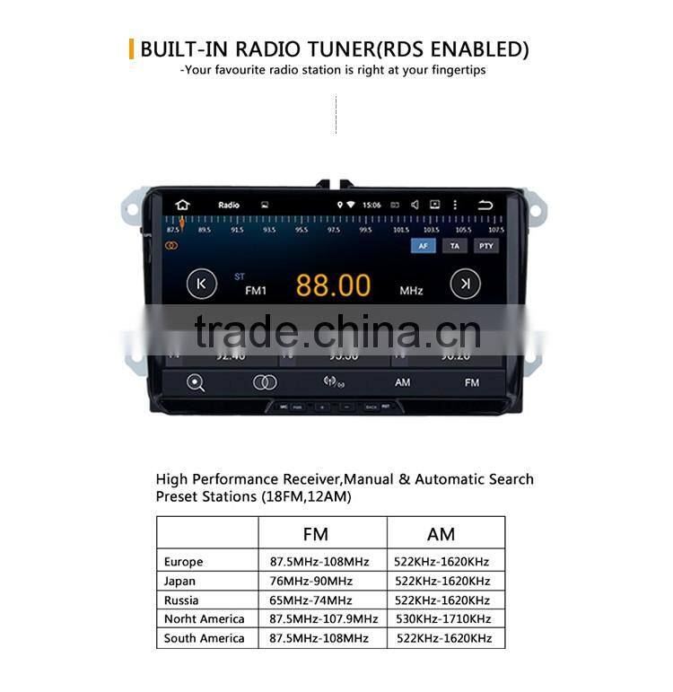 9 Inch 2 din Black screen RK3188 Android 5.1.1 CPU 16 GB Android car gps dvd player OEM for VW Volkswagen Golf 5 6 Polo