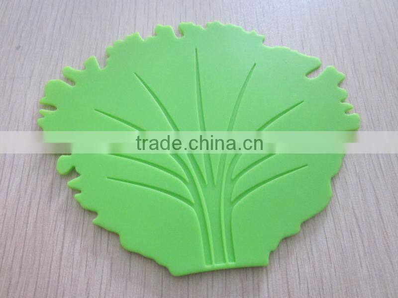 2014 new design Eco friendly food grade big tree leaf shaped baking silicone trivet,silicone placemat
