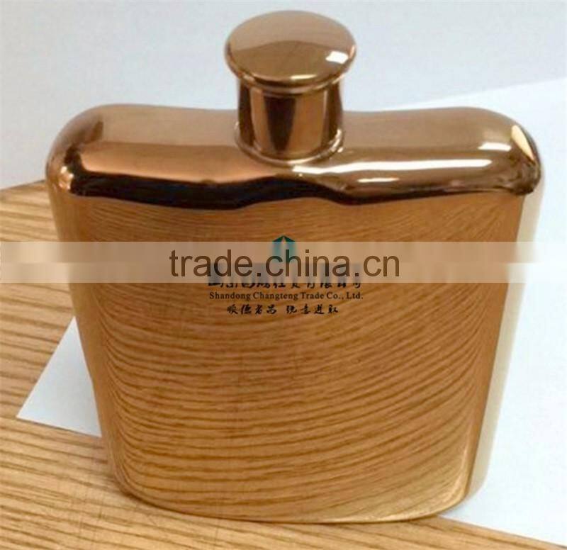 304 Stainless Steel Whisky Bott Beautiful Outdoor Portable 6oz Rose Gold Plating Hip Flask 170ml Portable Stainless Steel Bottle