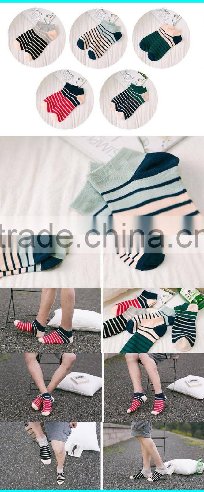 Autumn pinstripe cotton youngth low tide fashion socks