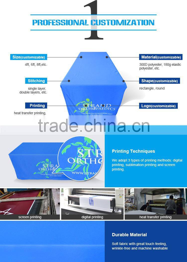 custom exhibition stretch table skirt and table cloth