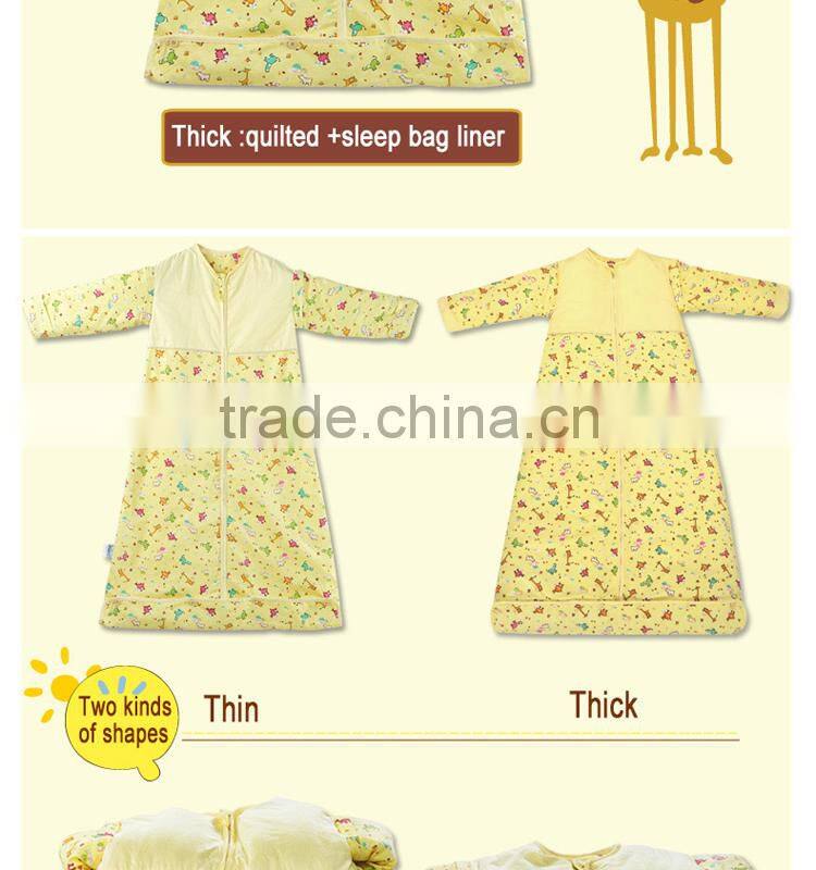 Infant kids anti kicking quilt sleeping bag for four seasons detachable fillings yellow style