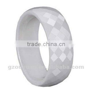 Hot Sell Men and Women White Faceted Ceramic Wedding Band Ring