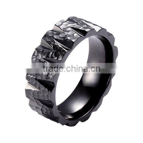 Distinctive black titanium ring