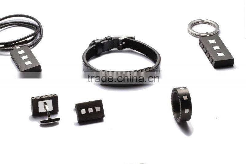 Popular jewellery set carbon fiber stainless steel jewelry for men