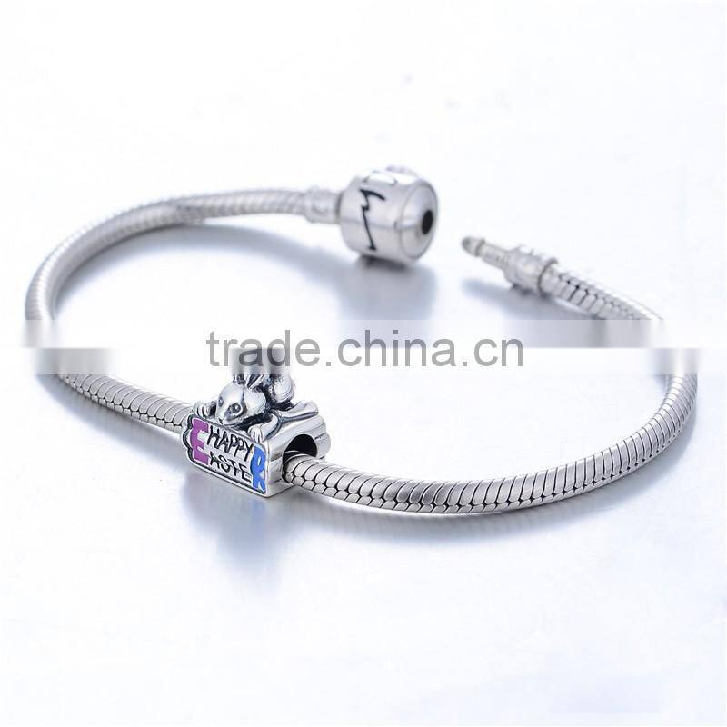 D155 jewelry antique silver charm beads with rabbit shape for happy easter