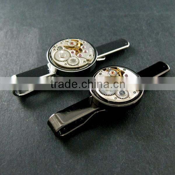18mm vintage style steam punk watch movement core rhodium,metal gun black fashion tie clip bar 6830002