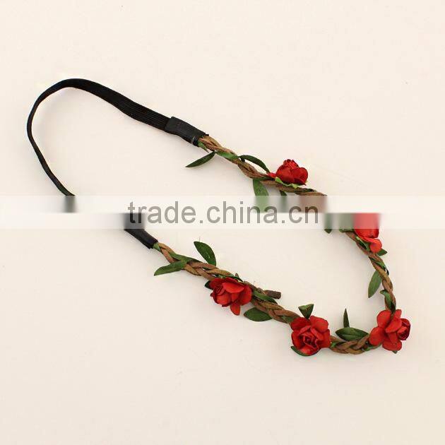 Wholesale BOHO style beach/party/wedding floral hair headband, flower crown ,elastic flower headband