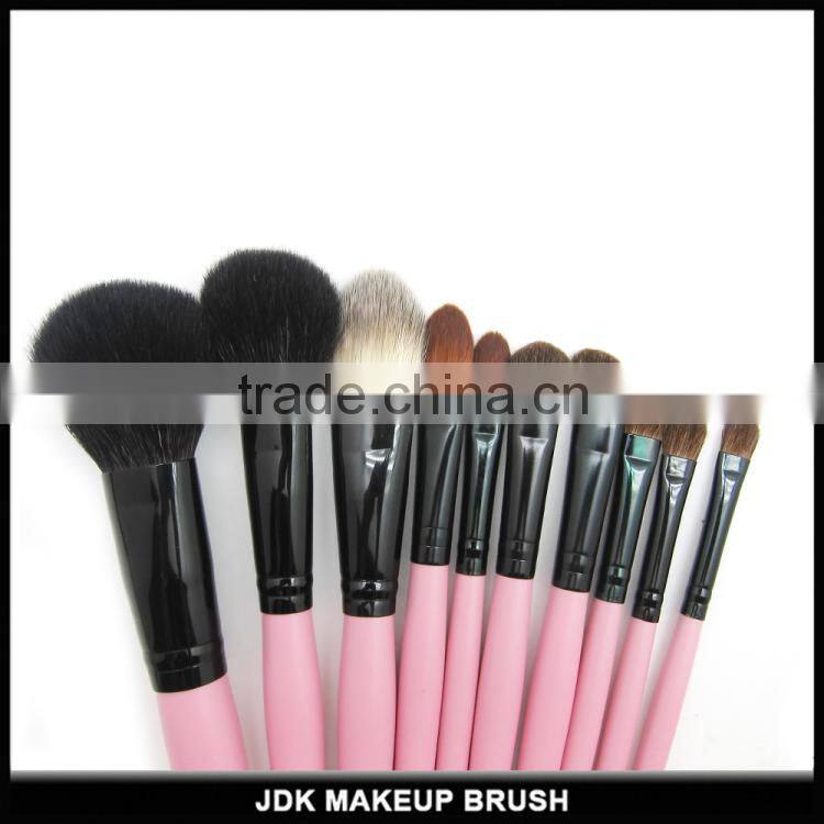 Goat and synthetic hair PINK 19 pcs makeup brush set with cup holder