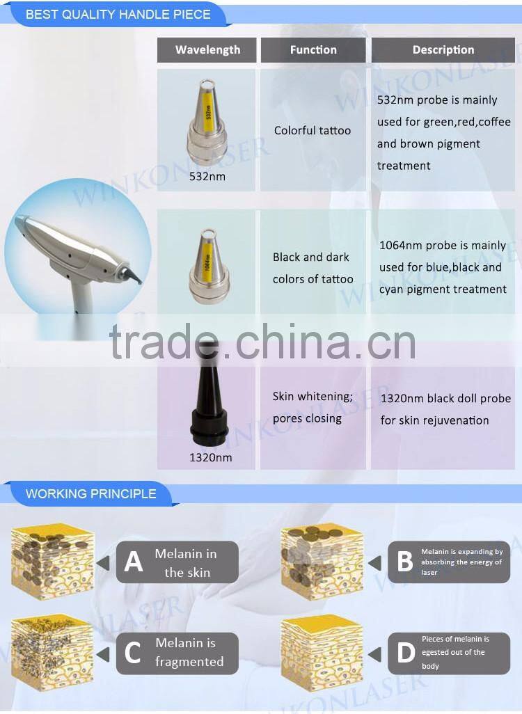 China supplier OEM ODM approved 2 years warranty laser rejuvi tattoo removal machine