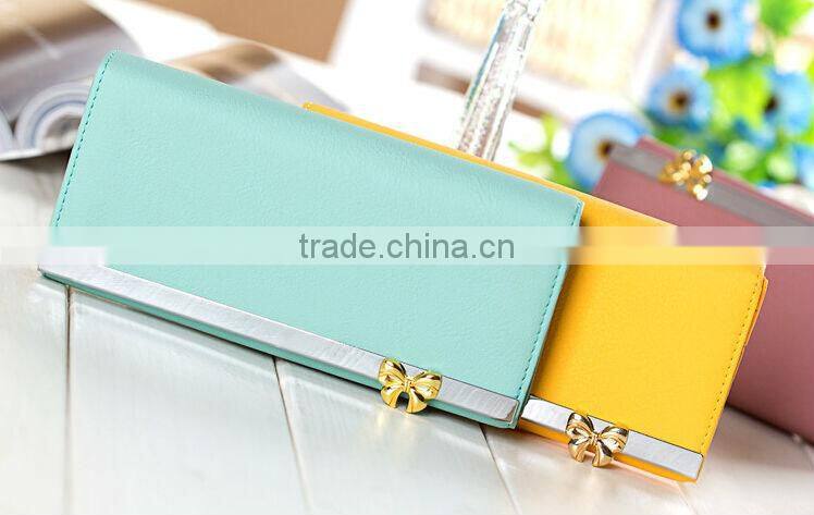 Fashion Women's Long Design Wallet PU Leather Cute Bowknot Wallet Ladies Purse