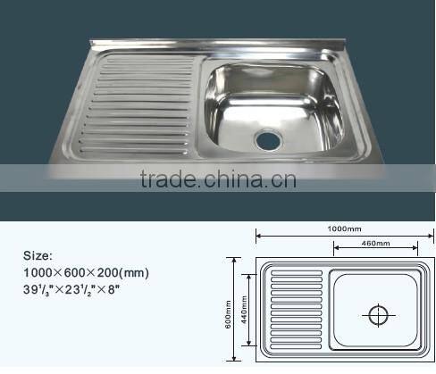 Deep single bowl with single drainer stainless steel kitchen sink