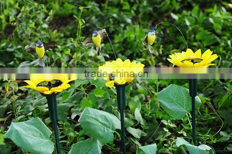 hotest solar hummingbird with sunflower solar dancing hummingbird garden decoration solar hummingbird artificial hummingbird