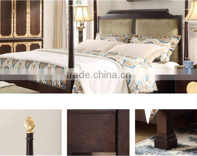 Chinese style bedroom furniture solid wood poster bed double bed