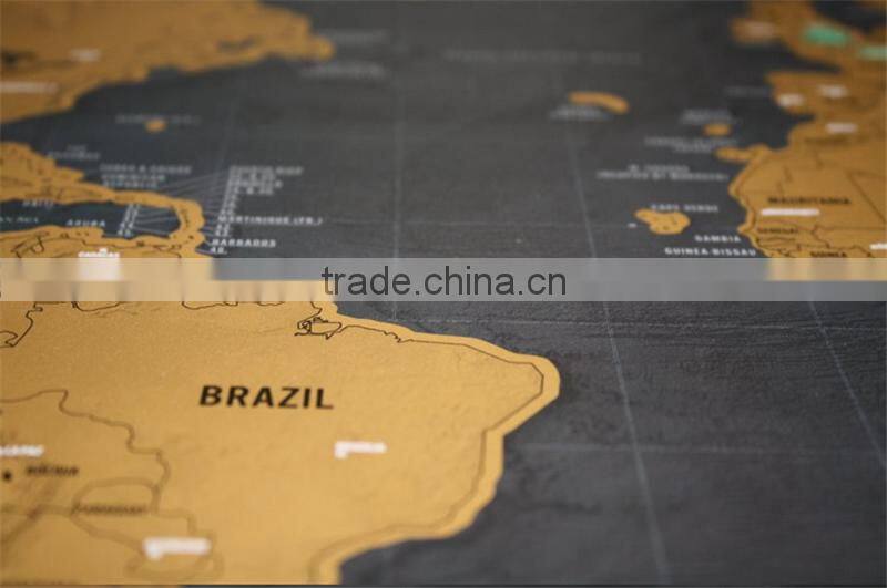 CT-750 Travel World Map Hard Paper Travel map Small black mini map Black Luxury