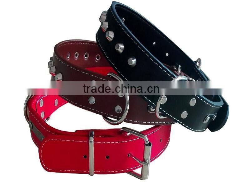 CY114 Wholesale PU Lady Dog Collar Comfort Leather Single Row Rivets Collar Alloy Spikes Gentle rivet Dog Collar