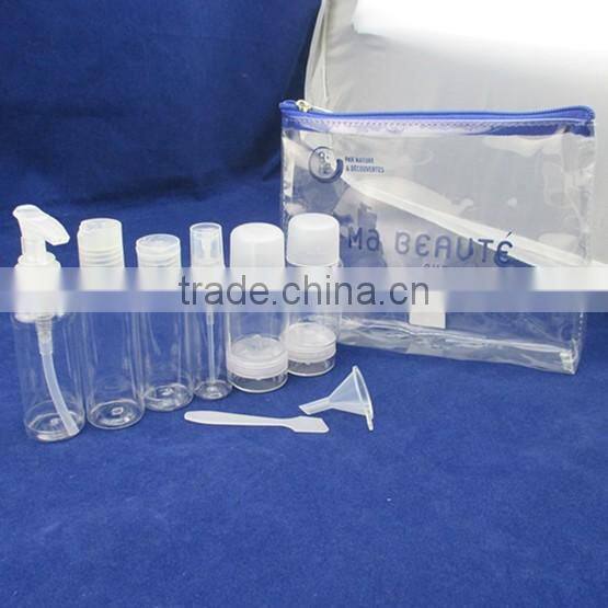 9pcs cheap travel bottle set transparent plastic travel bottle set travel bottle kit
