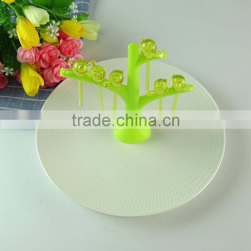 d;Stock Round white porcelain fruit plate with handle cheap dinner plate , home plate with tree handle