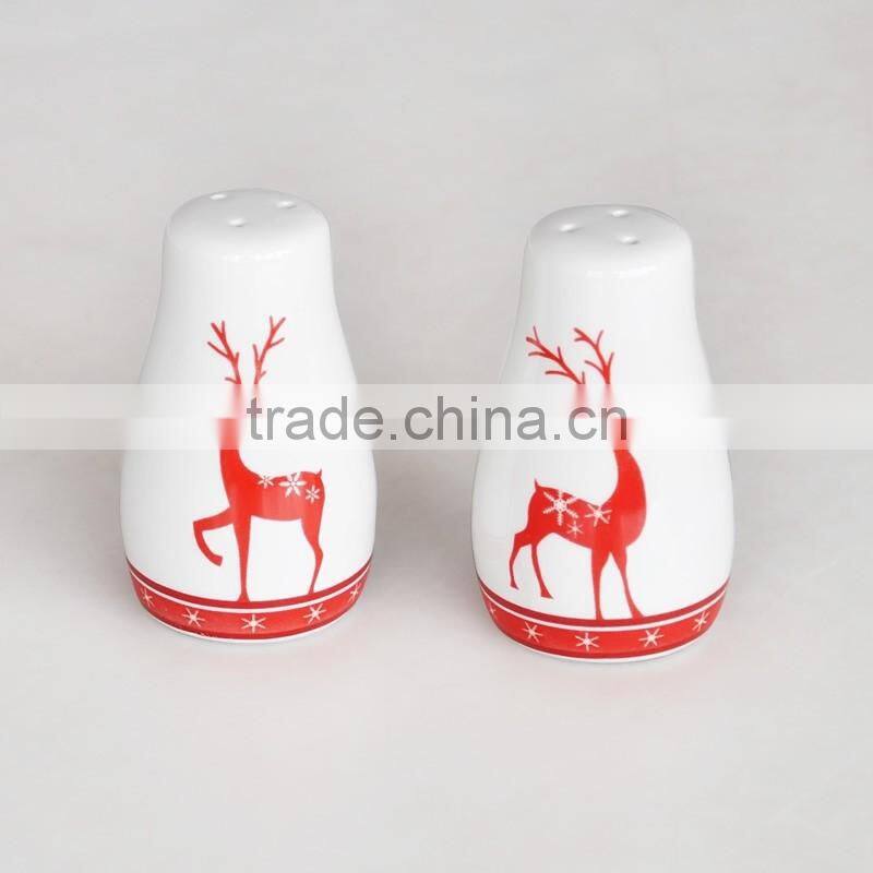 ceramic spice, salt and pepper shaker set with decal