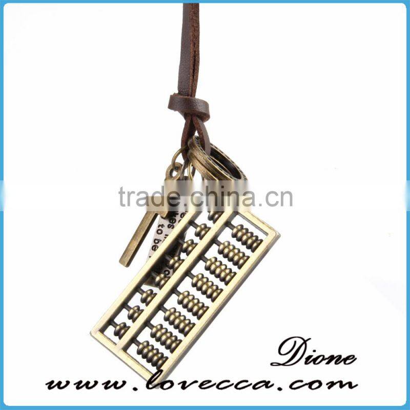 Newest Adjustable Bronze Tone Vintage Leather Pendant Necklace
