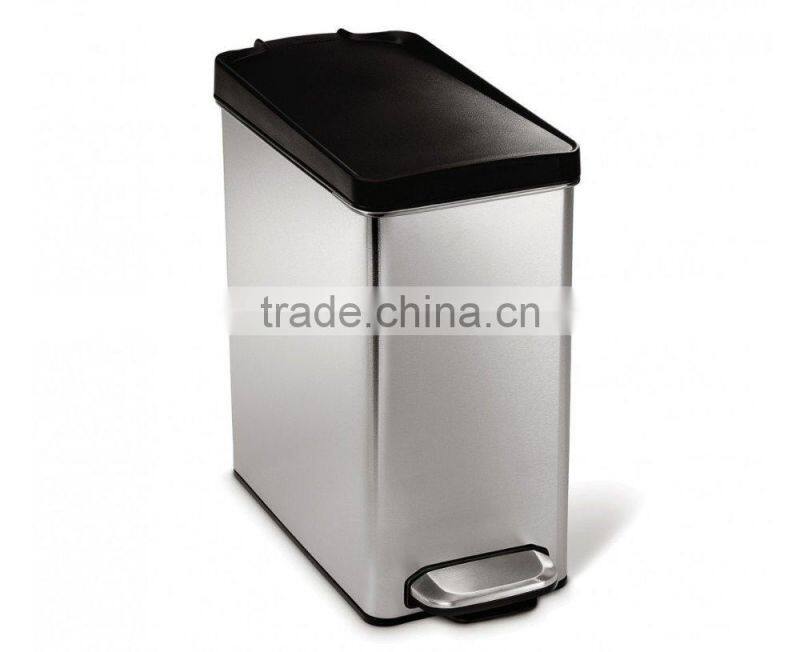 Rectangle Stainless Steel Foot Pedal Trash Can with Plastic lid