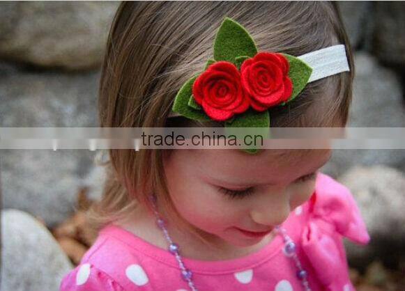 2017 new hot China fabric flower crafts bulk handmade eco friendly felt cheap wholesale artificial Christmas holidays headbands