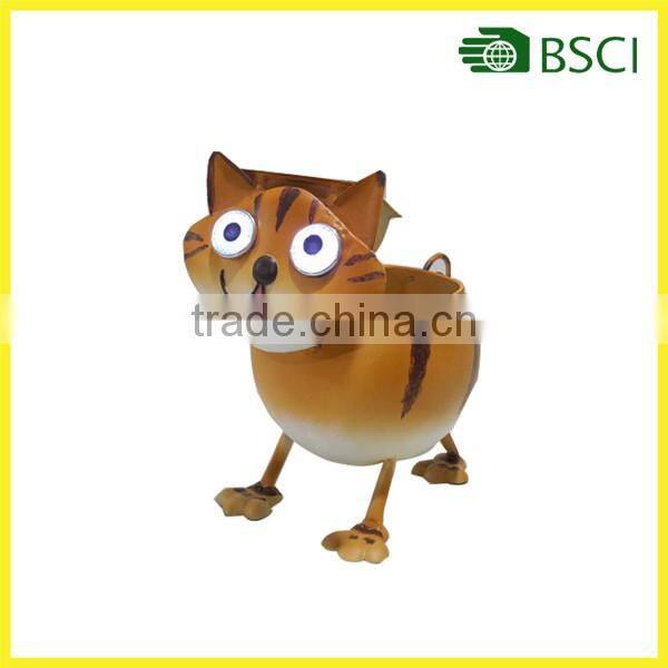 colorful metal cat with solar light for garden decoration