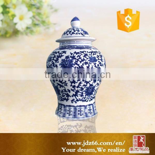 Manufacturer's directly sale blue and white decal ceramic jar for Christmas gift