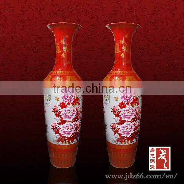 2014 new product huge red color decorative ceramic vase