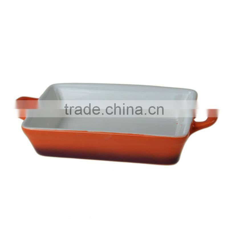 7.5"colorful custom ceramic bakeware with handles