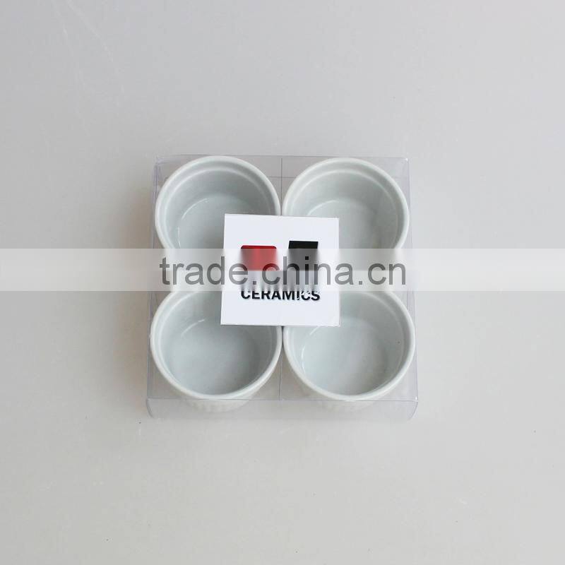 Set of 4 mini round ceramic tapas dish