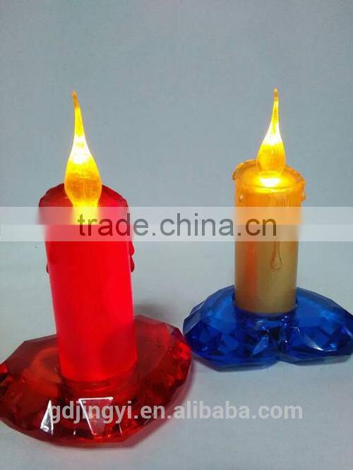 LED lighted acrylic heart shape base colorful candles decoraitons
