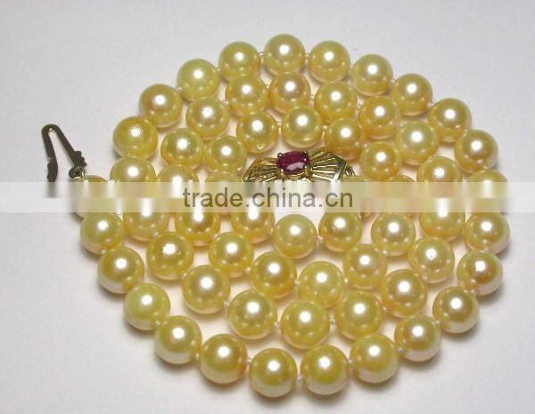 5.5-6mm Yellow Akoya Pearl Jewellery Necklace With 14K Gold Clasp