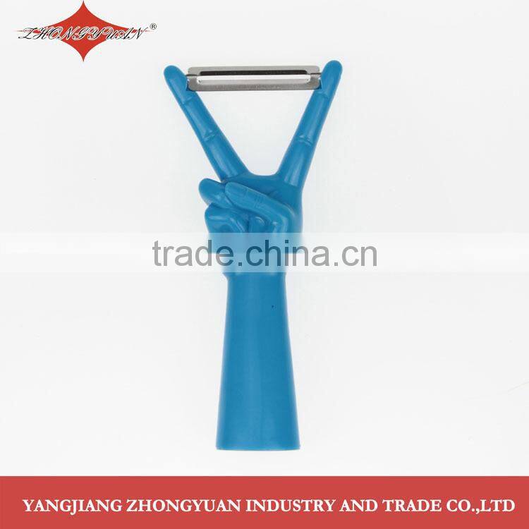 Stainless steel peeler with Victory shaped ABS handle
