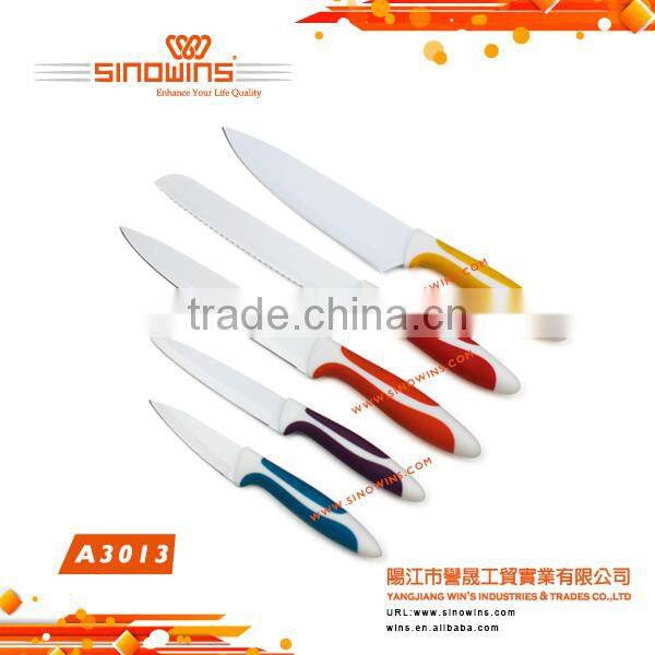 A3013 Elegant Design 5pcs Stainless Steel Knife Set With Non-stick Coating