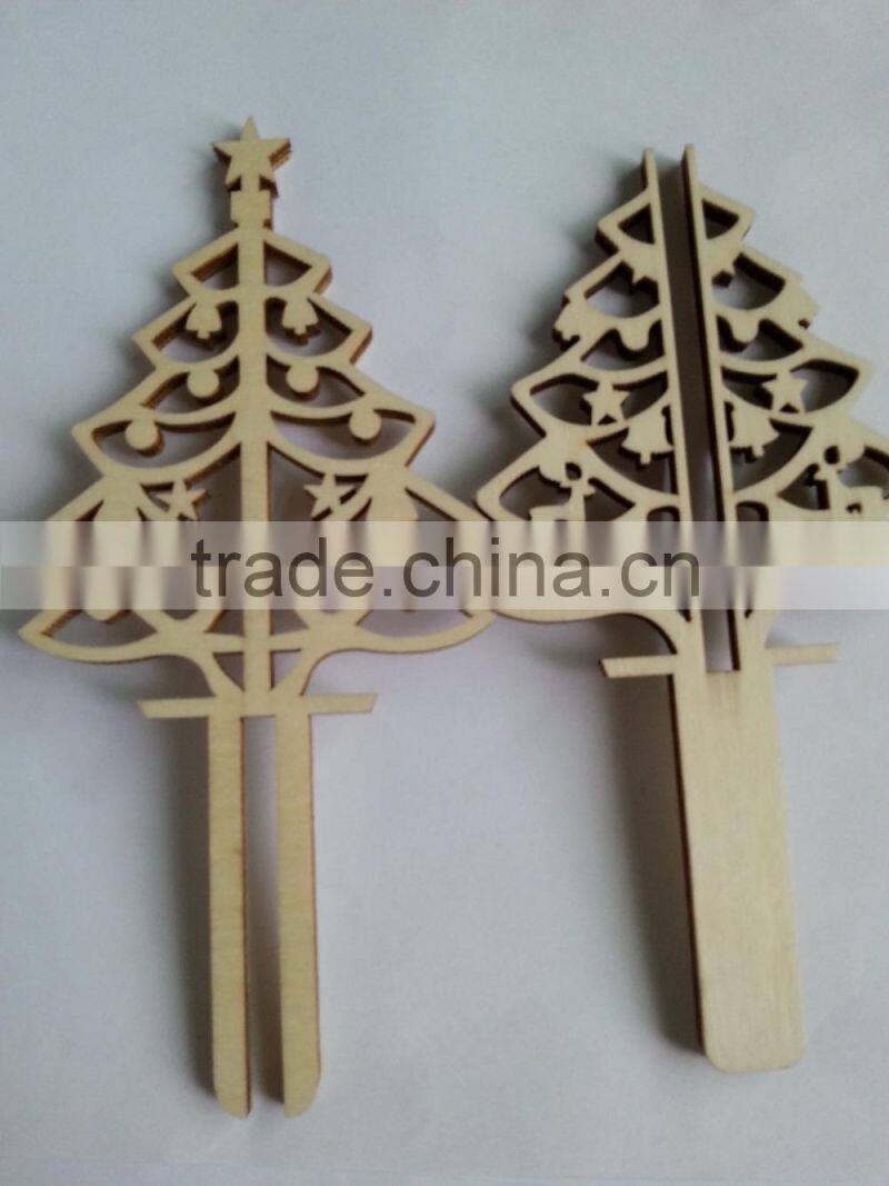 Laser Engraving Plywood Christmas Tree stick for Air Freshener Glass Bottle