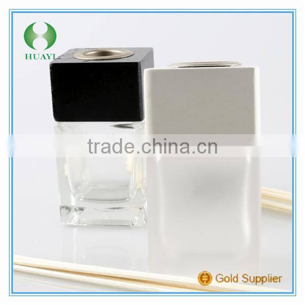 wholesale frost color perfume glass bottle and wooden lid 100ML
