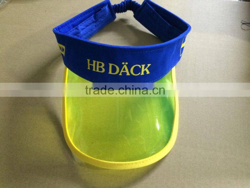 Custom Colorful Plastic And PVC Sun Visor hat with dongguan factory