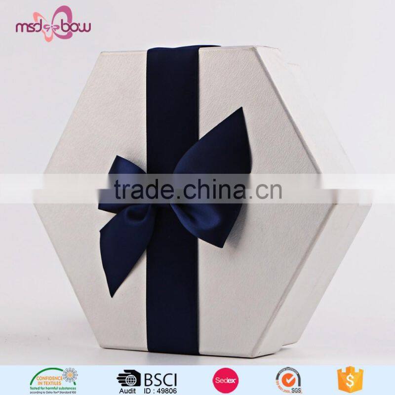 White double faced satin ribbon bow