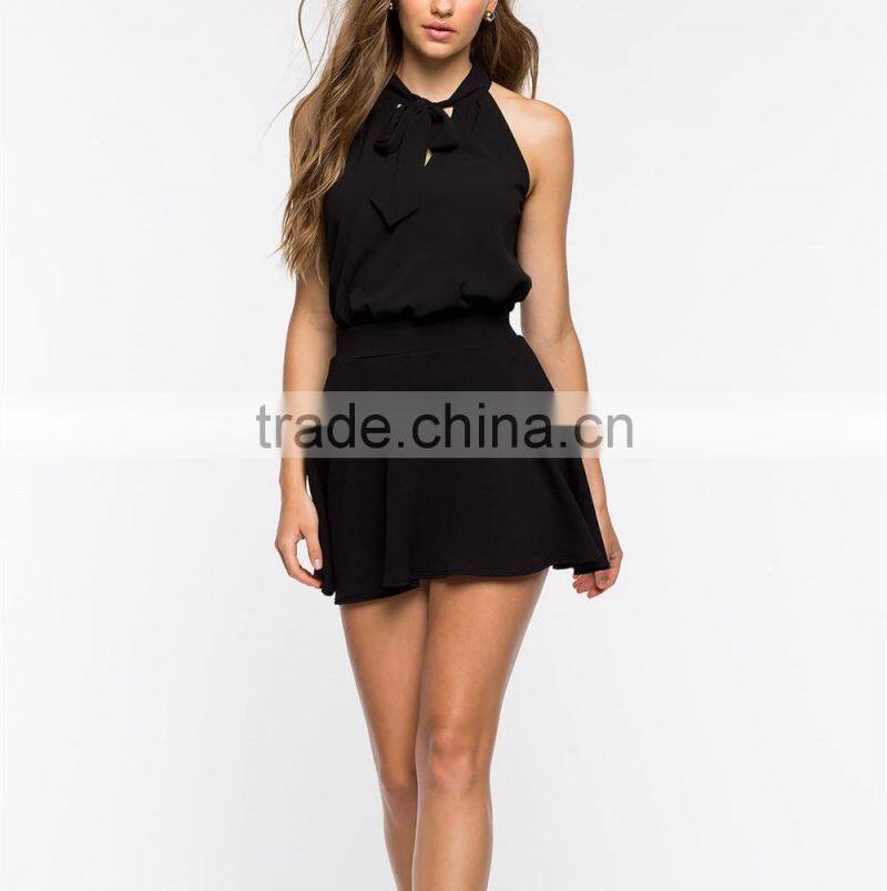 2016 Fashion Ladies Tie Neck Blouse Cami Top HST8044