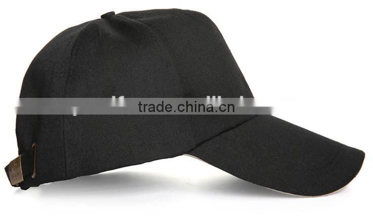 good quality black embroidery 100%cotton snap back 6-panel baseball hat and cap