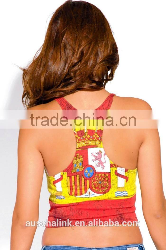 spanish lady flag burnout graphic custom print tank top