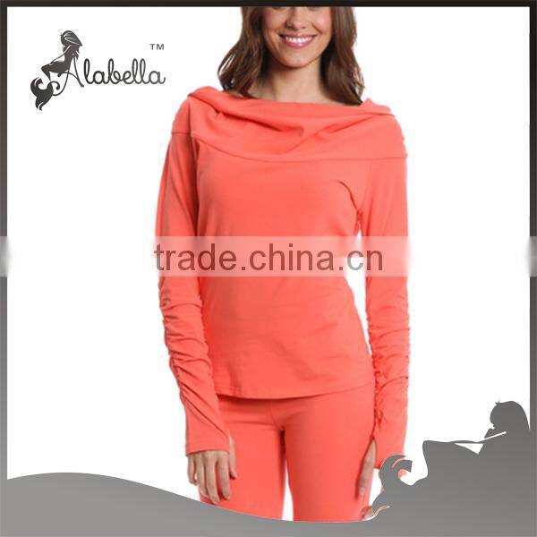 Wholesale womes long sleeve blank t-shirt gym wear yoga shirt