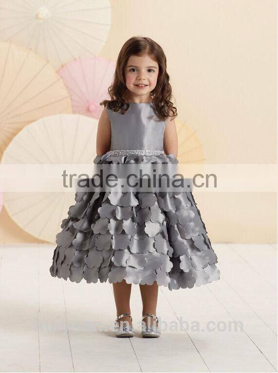 high quality satin beaded baby gown red flower girls dresses